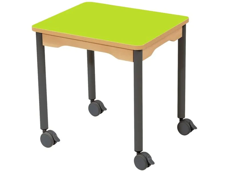 TISCH MIT BESCHICHTETER TISCHPLATTE - FUSSTEIL MIT ROLLEN - Rechteckig 60x50 cm